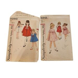 Vintage Simplicity Child Dress Sewing Pattern Size 4‎ Two Patterns